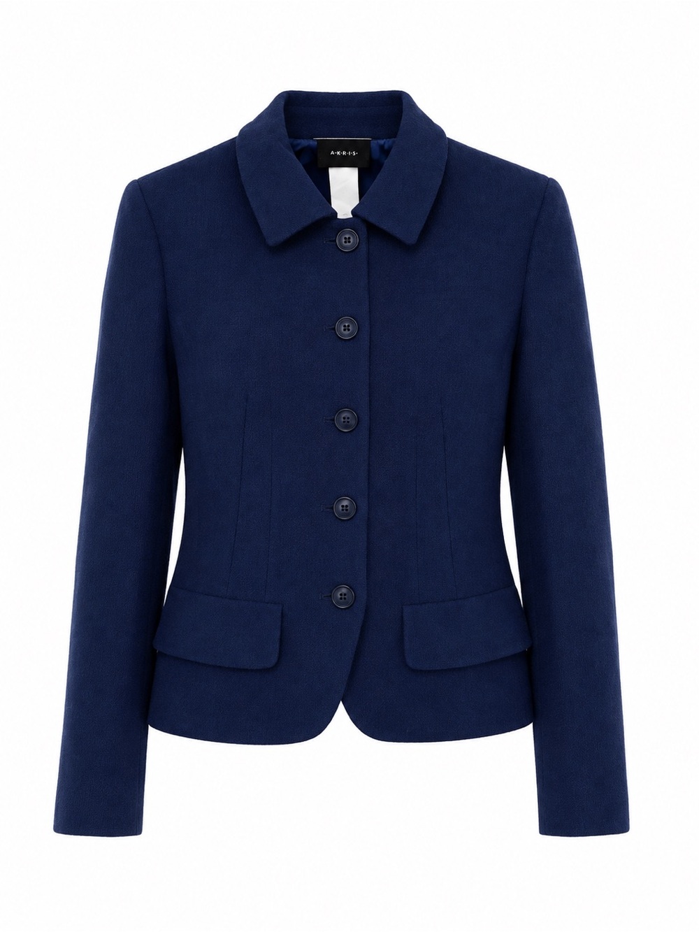 Akris Blue Virgin Wool Jacket Blazer US 10 Swiss Made Luxury NWT Retail $3390